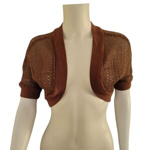 One Heart Bolero Sweater Brown Gold  L